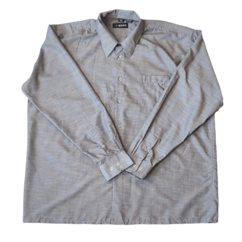 Echo Mens Light Gray Button Down Shirt Size 2XL 18 18½ Casual Long Sleeve